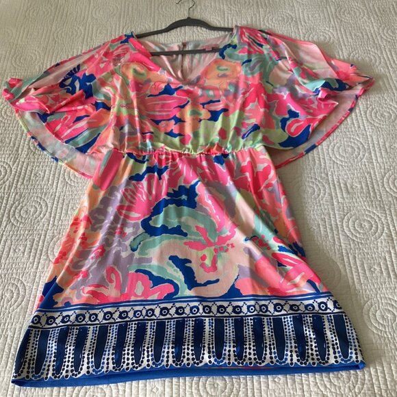 Lilly Pulitzer Gabrielle Caftan Dress Size M Multi Playa Hermosa Print Floral Sl - Picture 13 of 15